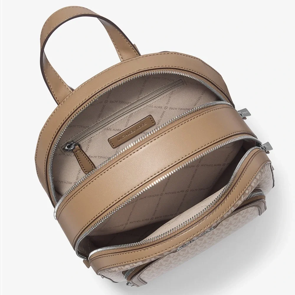 Michael Kors Jaycee Medium Ombré Signature Logo Backpack Husk NWT